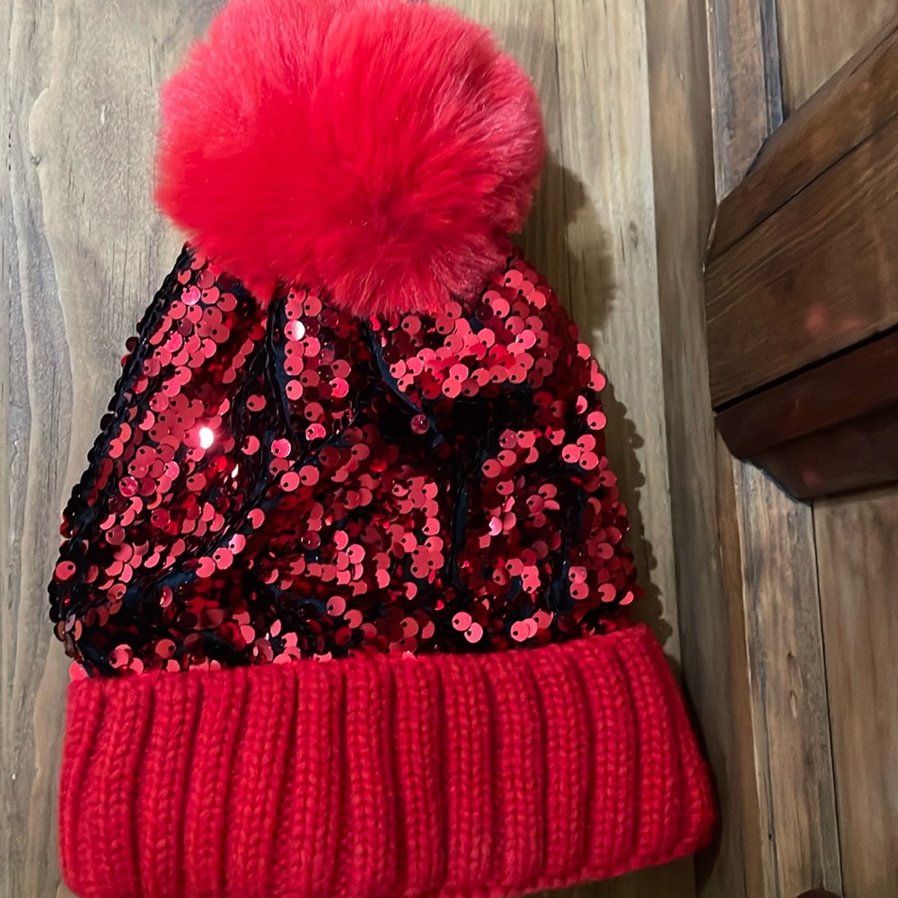 Red Sequin Beanie
